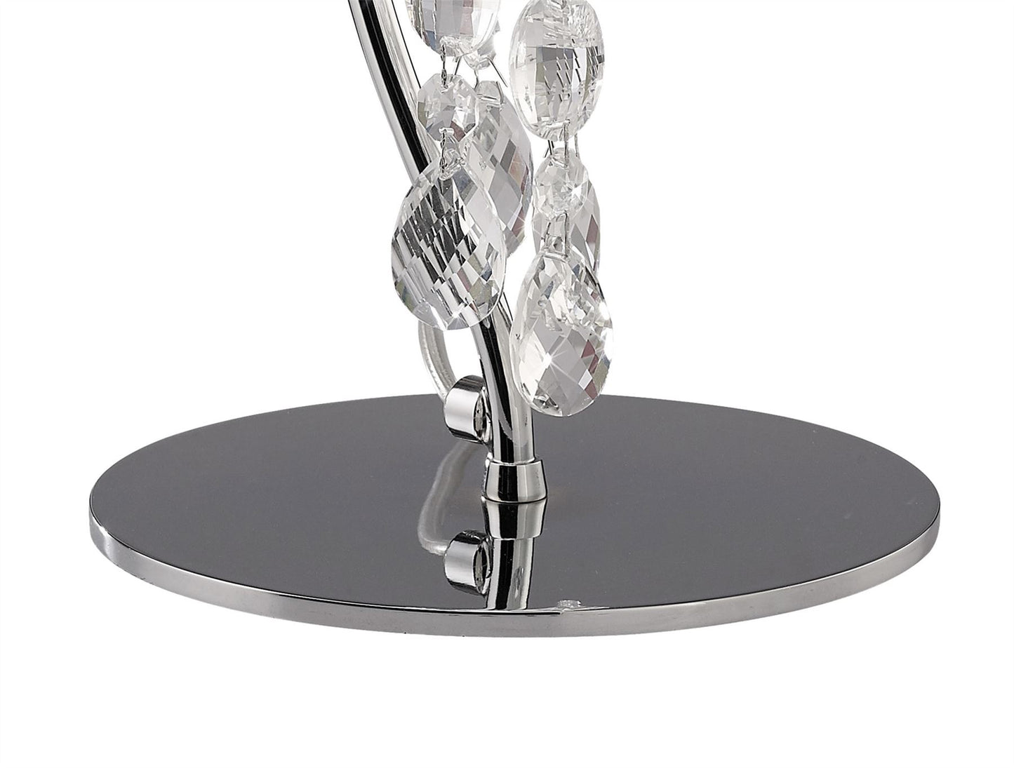 Mantra M3868 Tiffany Table Lamp 1+1 Light E14+G9, Polished Chrome with White Shade & Clear Crystal
