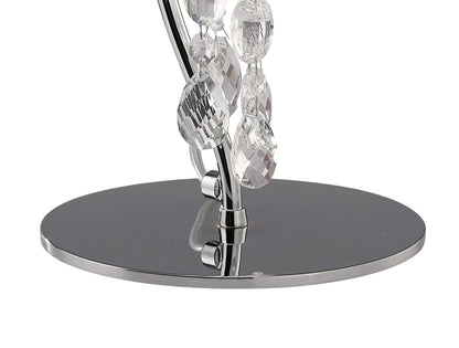 Mantra M3868 Tiffany Table Lamp 1+1 Light E14+G9, Polished Chrome with White Shade & Clear Crystal