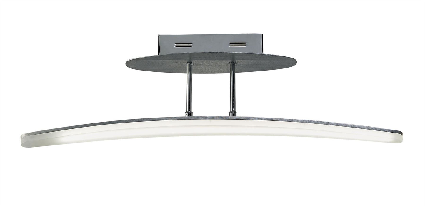 Mantra M4083 Hemisferic Linear Semi Ceiling 20W LED 70cm Bar 3000K, 1800lm, Satin Aluminium/Frosted Acrylic, 3yrs Warranty - M4083 Ceiling