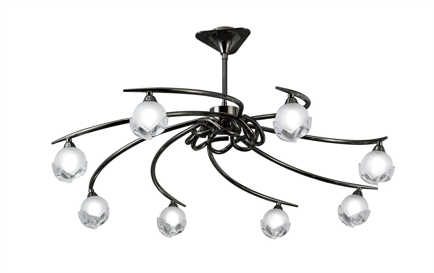 Mantra Fragma 86cm Telescopic 8 Light G9, Black Chrome