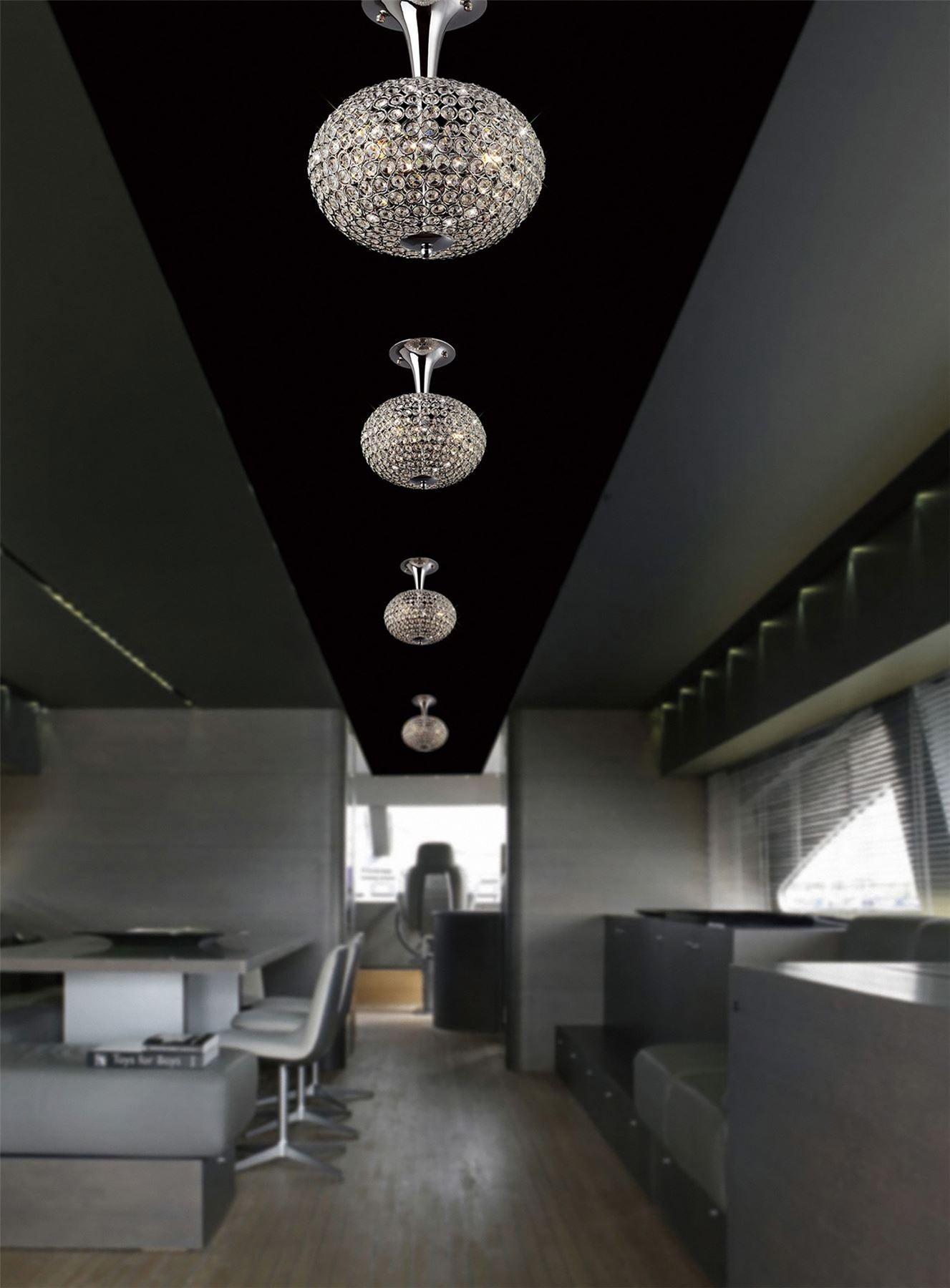 Diyas Vado 28cm Semi Flush 3 Light G9 Polished Chrome/Crystal