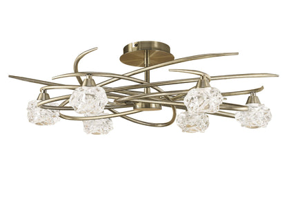 Mantra M4072 Maremagnum Telescopic Semi Flush Convertible 6 Light G9, Antique Brass