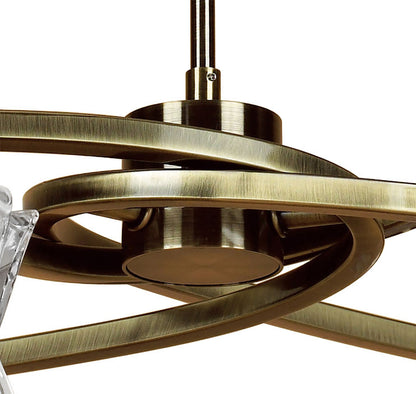 Mantra Alaska GU10 64cm Pendant Convertible To Semi Flush 6 Light L1/SGU10, Antique Brass, CFL Lamps INCLUDED