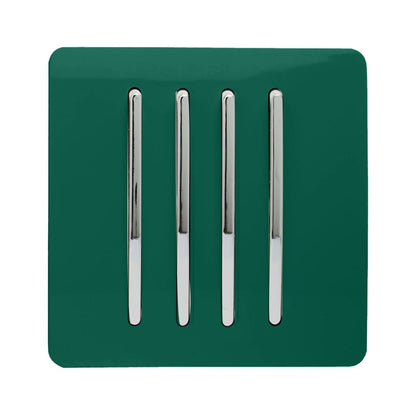 Trendi 4 Gang 2 Way Artistic Modern Glossy 10 Amp Rocker Tactile Light Switch Dark Green