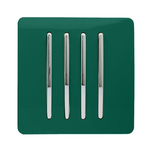 Trendi 4 Gang 2 Way Artistic Modern Glossy 10 Amp Rocker Tactile Light Switch Dark Green
