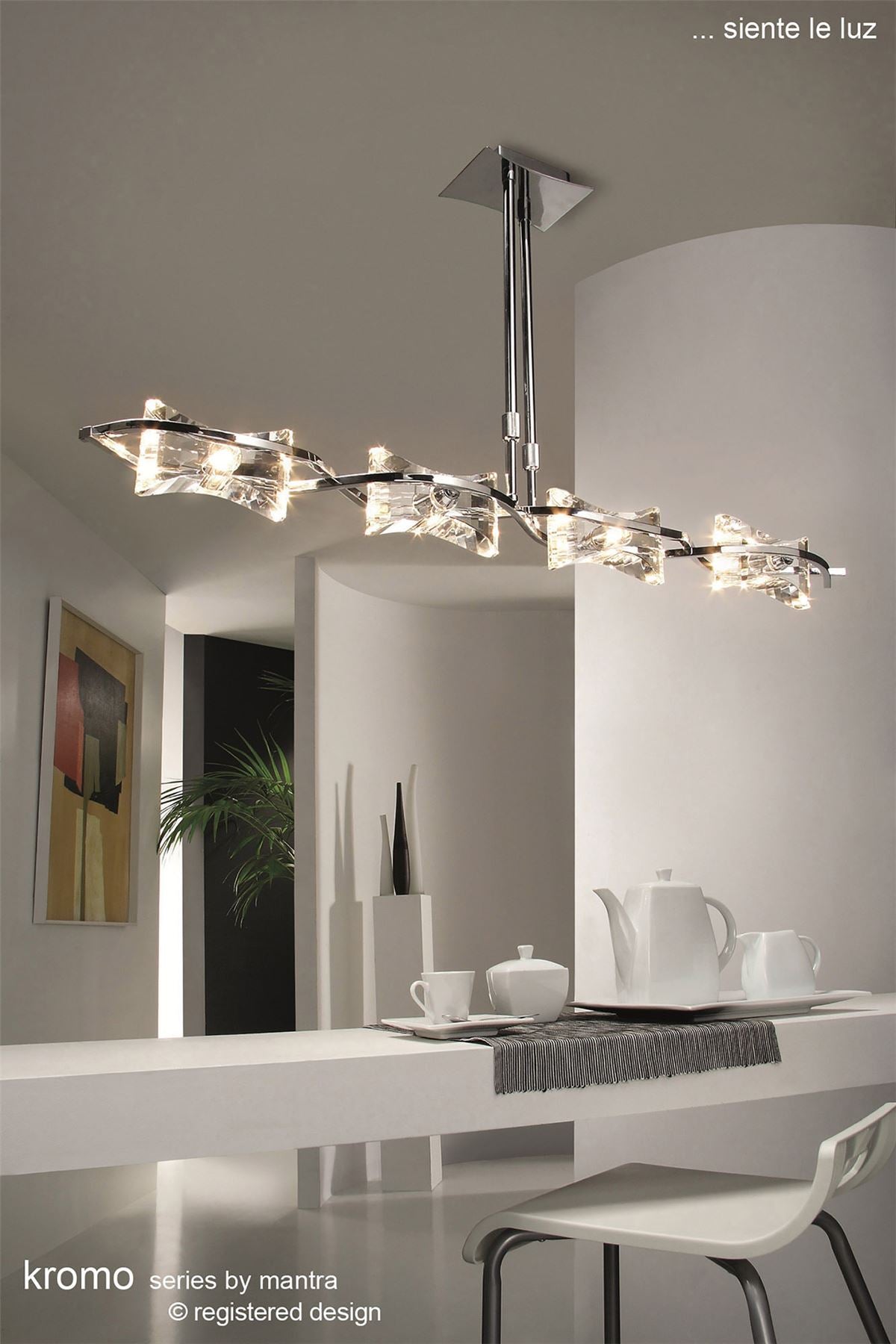 Mantra Kromo Linear Telescopic 4 Light G9 Line, Antique Brass