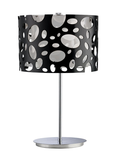 Mantra Lupin Table Lamp 1 Light E27, Gloss Black/White Acrylic/Polished Chrome, CFL Lamps INCLUDED