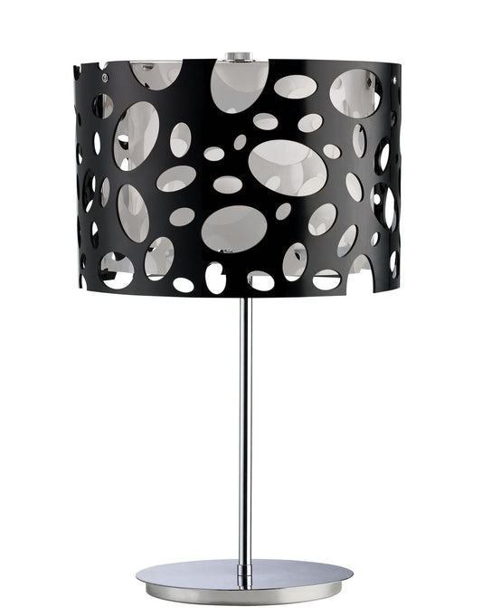 Mantra Lupin Table Lamp 1 Light E27, Gloss Black/White Acrylic/Polished Chrome, CFL Lamps INCLUDED