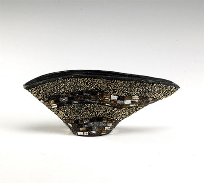 Diyas Home (DH) Ira Mosaic Warped Vase Large Brown/French Gold Mosaic