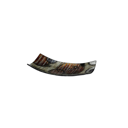 Diyas Home (DH) Ambre Glass Art Platter Rectangle Small Red/Orange/Multi-Colour Glitter