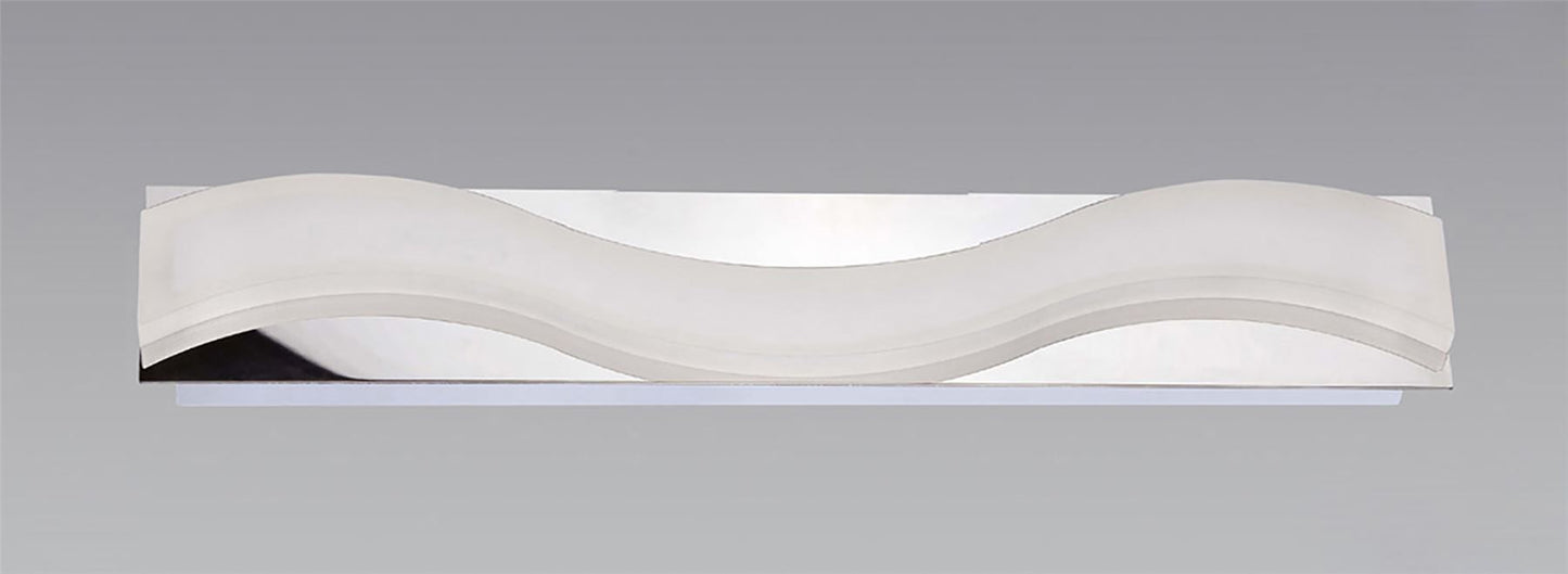 Mantra Fusion Ola Wall Light 7W LED Large Wave 3000K IP44, 630lm, Polished Chrome/Frosted Acrylic, 3yrs Warranty