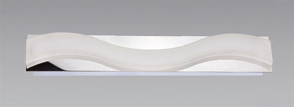 Mantra Fusion Ola Wall Light 7W LED Large Wave 3000K IP44, 630lm, Polished Chrome/Frosted Acrylic, 3yrs Warranty