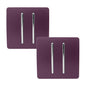 Trendi 2 Gang 2 Way 240V Screwless Artistic Modern Glossy 10 Amp Chrome Rocker Electrical Wall Light Switch in Plum Purple (2 pack)