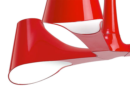 Mantra Ora 70cm Telescopic Convertible To Semi Flush 3 Light E27, Gloss Red/White Acrylic/Polished Chrome, CFL Lamps INCLUDED