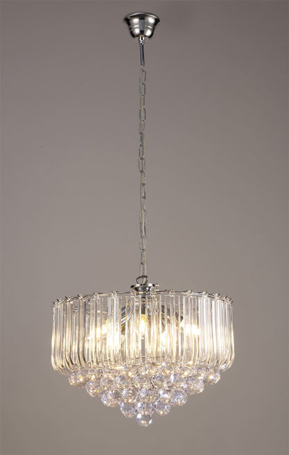 Deco Lana Pendant with Acrylic Spheres, 5 Light E14 Polished Chrome Finish
