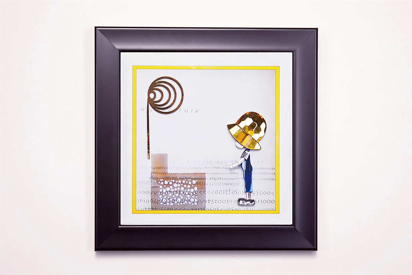Diyas Home Crystal Wall Art (DH) Bambino Boy, Black Frame Amber, Blue, Clear Crystal Framed