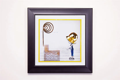 Diyas Home Crystal Wall Art (DH) Bambino Boy, Black Frame Amber, Blue, Clear Crystal Framed