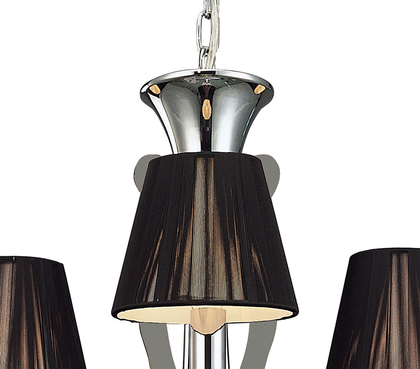 Mantra Acanto 48cm Pendant Round 3 Light E14, Polished Chrome with Black Shades
