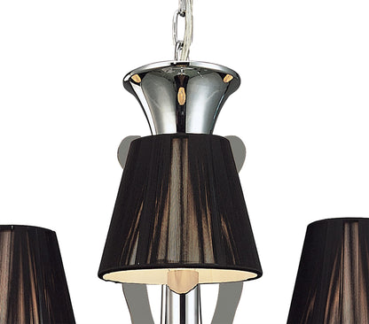 Mantra Acanto 48cm Pendant Round 3 Light E14, Polished Chrome with Black Shades