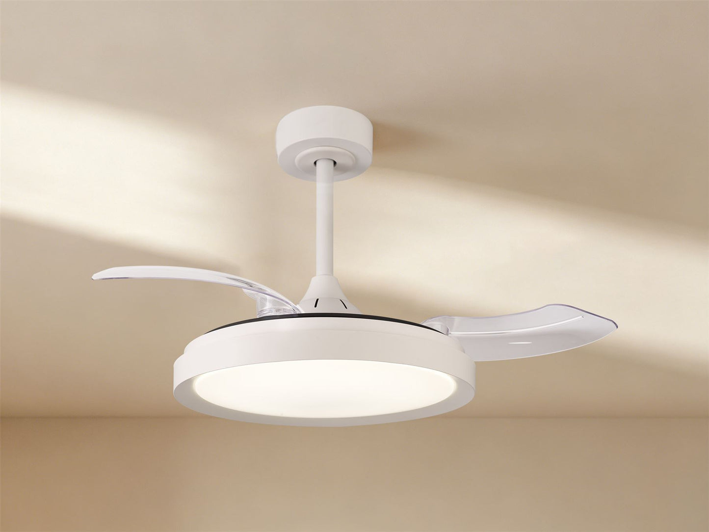 Mistral Mini 45cm 40W LED Dimmable Ceiling Light With Built-In 28W DC Fan, 2700-5000K Remote Control, 2500lm, White, 5yrs Warranty