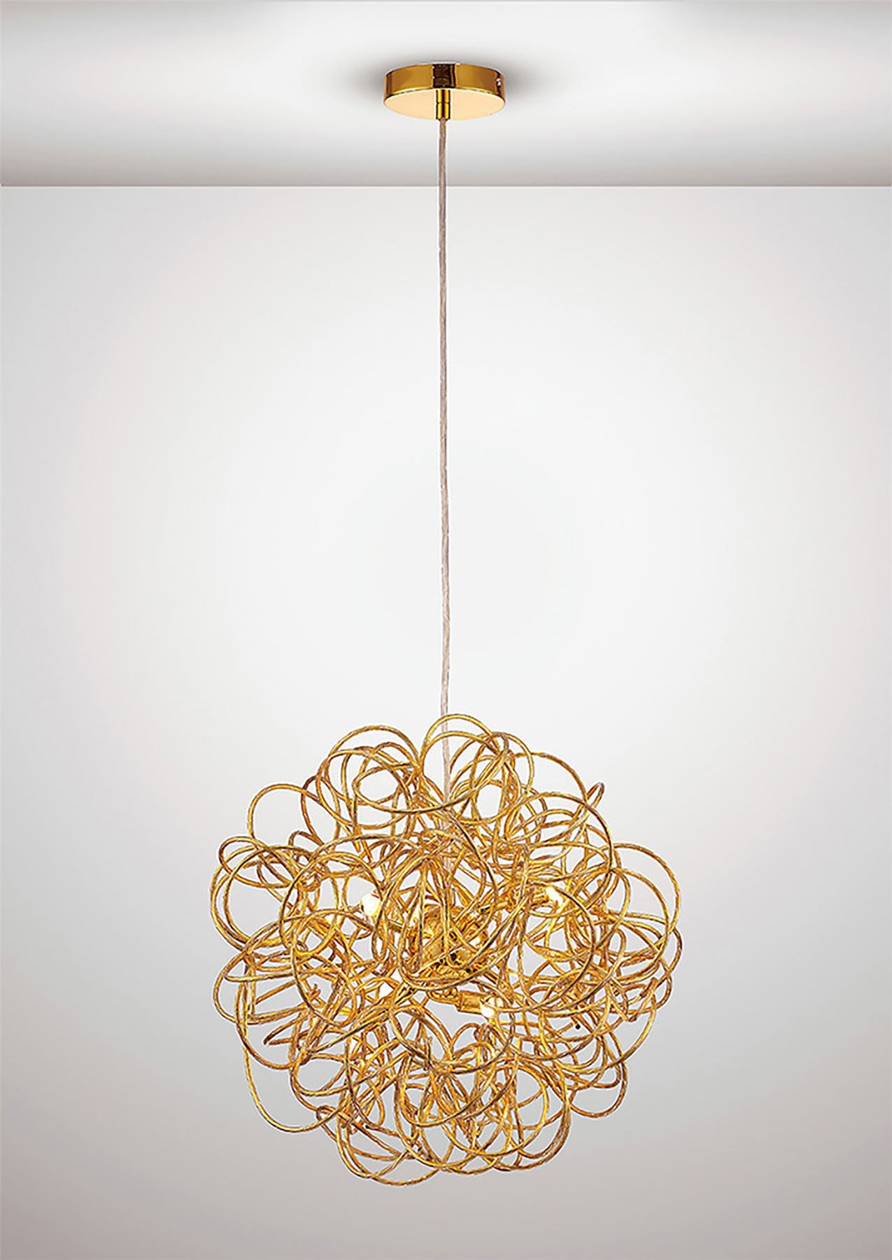 Deco Cassidy Pendant Round Interwinding Aluminium 6 Light G9 Gold