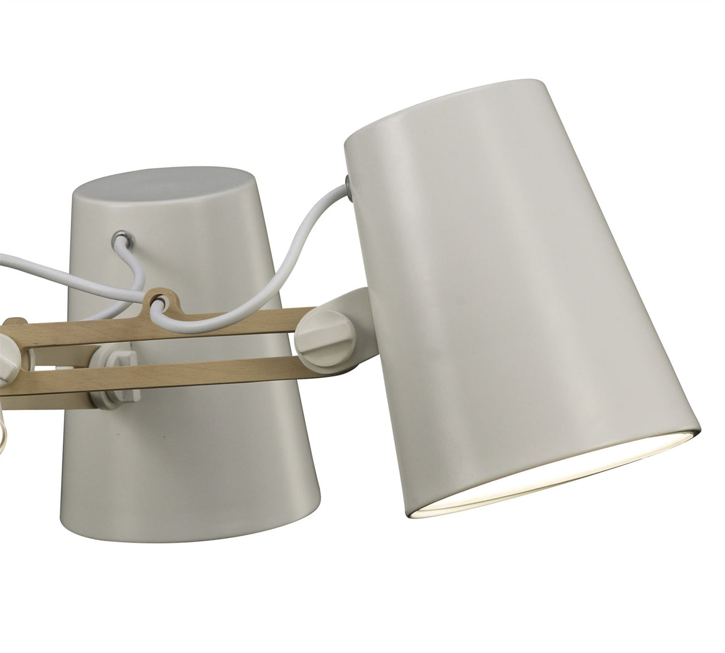Mantra M3770 Looker Pendant 5 Light E27, Matt White/Beech