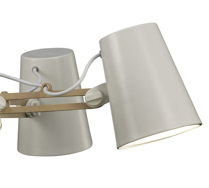 Mantra M3770 Looker Pendant 5 Light E27, Matt White/Beech