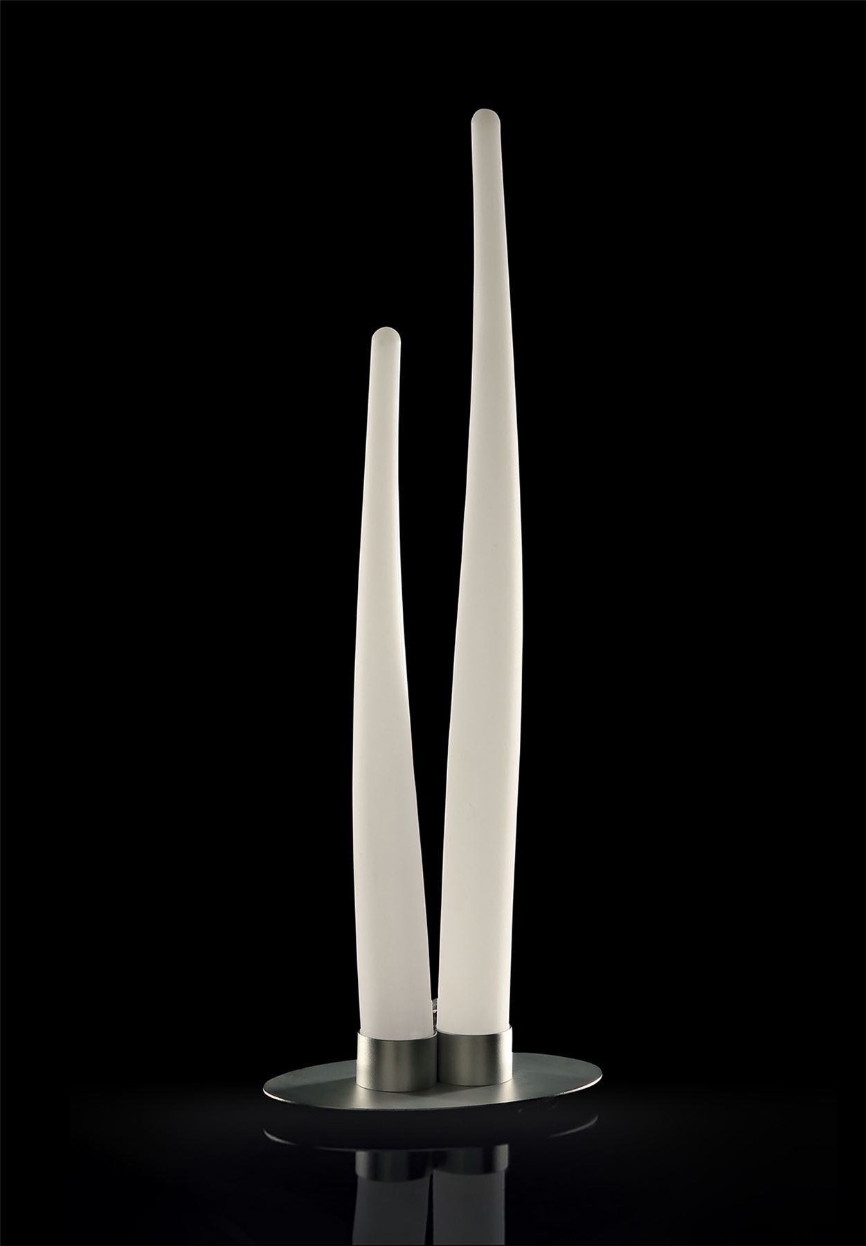 Mantra Estalacta Table Lamp 2 Light Indoor, Silver/Opal White