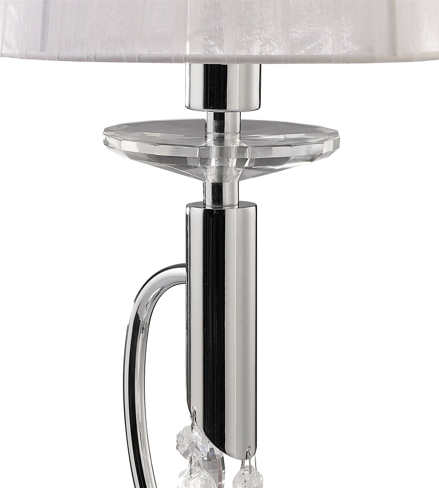 Mantra M3868 Tiffany Table Lamp 1+1 Light E14+G9, Polished Chrome with White Shade & Clear Crystal