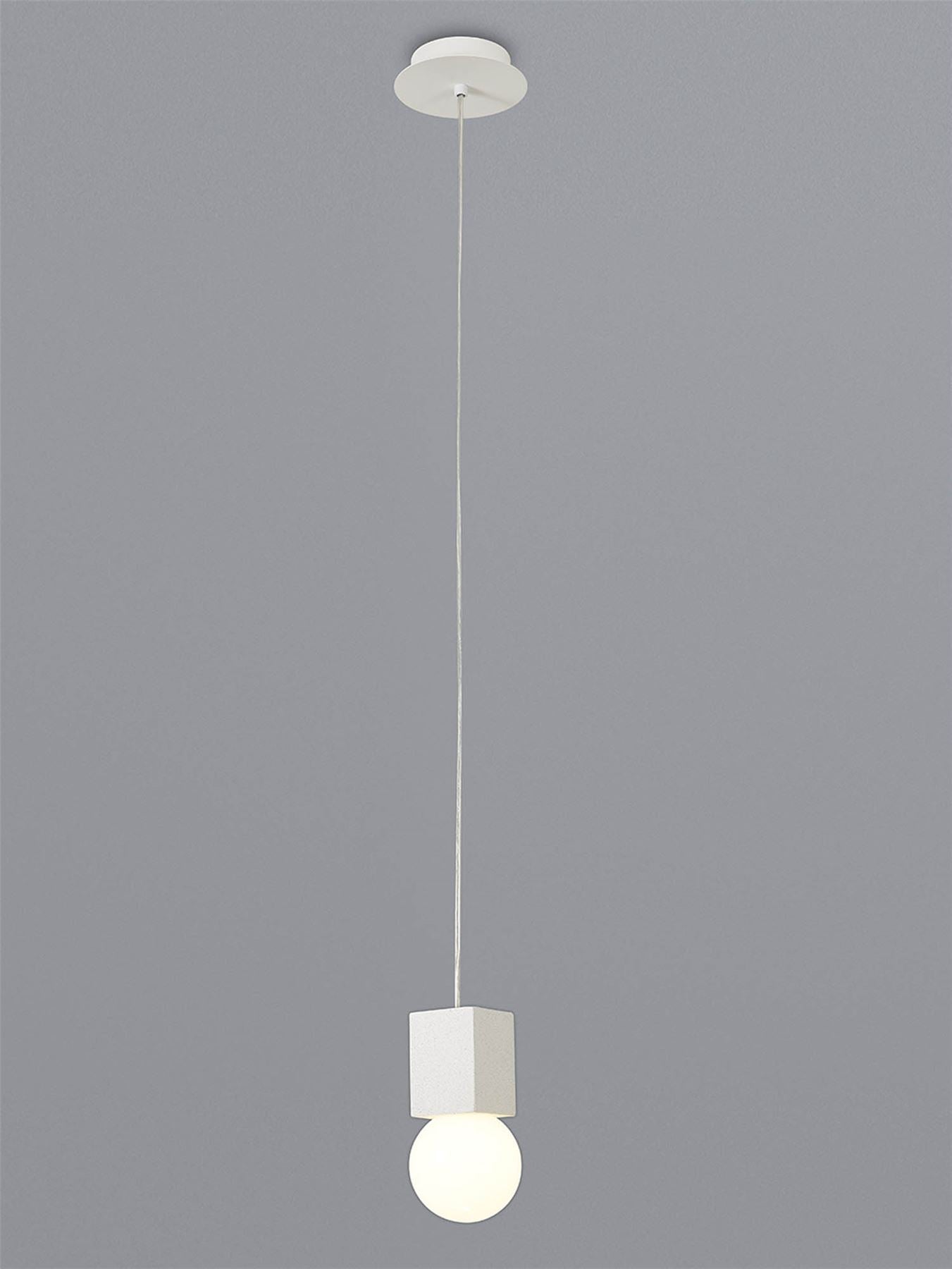 Mantra Galaxia 12cm Pendant Square, 1 Light E27, White/White Cement