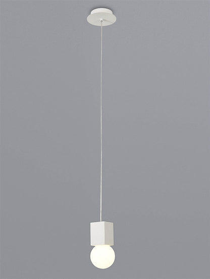 Mantra Galaxia 12cm Pendant Square, 1 Light E27, White/White Cement