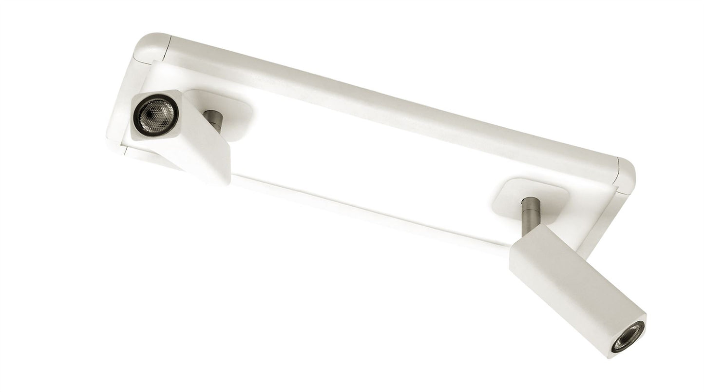 Mantra M5255 Ibiza Ceiling Light, Wall 2 Head with Backlit Light 2x5W+10W LED White, 1500lm, 4000K, 3yrs Warranty
