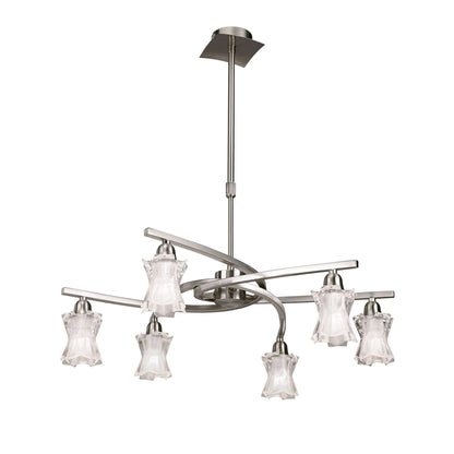 Mantra Alaska GU10 64cm Pendant Convertible To Semi Flush 6 Light L1/SGU10, Satin Nickel, CFL Lamps INCLUDED