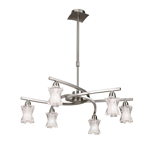Mantra Alaska GU10 64cm Pendant Convertible To Semi Flush 6 Light L1/SGU10, Satin Nickel, CFL Lamps INCLUDED
