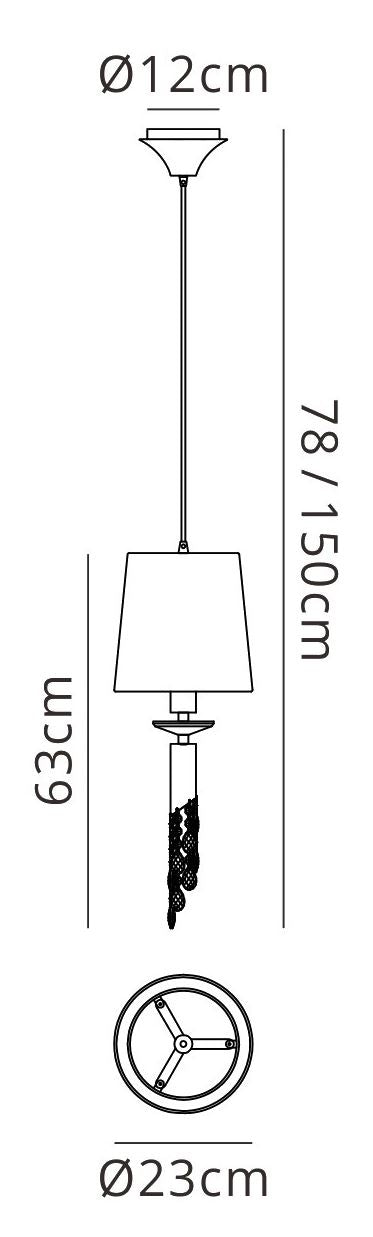 Mantra M3861 Tiffany Pendant 1+1 Light E27+G9, Polished Chrome with White Shade & Clear Crystal