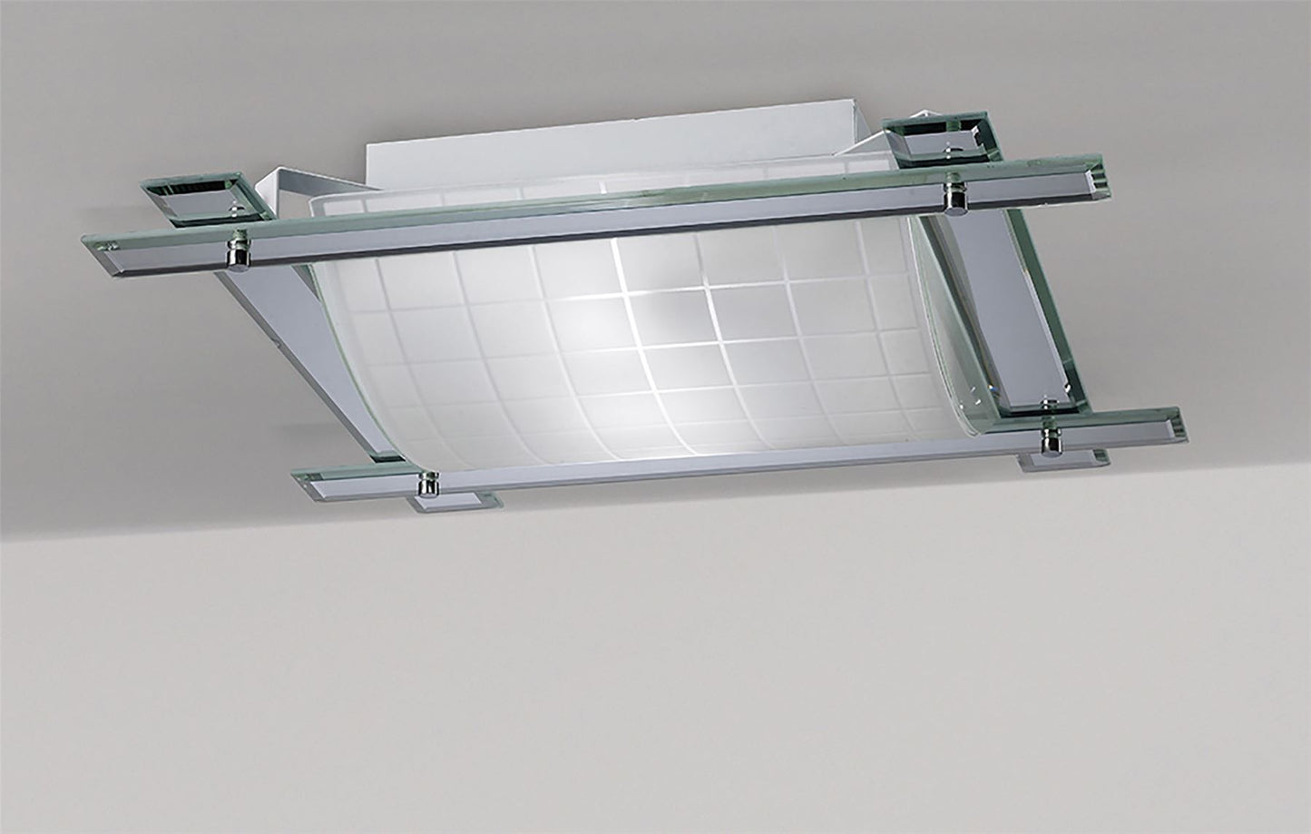 Diyas Leo Square Flush  3 Light E27 Polished Chrome/Mirror Ceiling Light Fitting