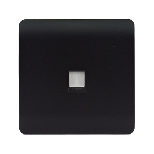 Trendi Artistic Modern Telephone Socket Matt Black Soft Touch - ART-TLPSTB