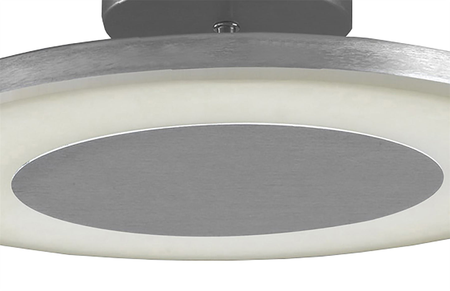 Mantra Hemisferic 36cm Ceiling 1 X 28W LED Round 3000K, 1800lm, Satin Aluminium/Frosted Acrylic, 3yrs Warranty Ceiling