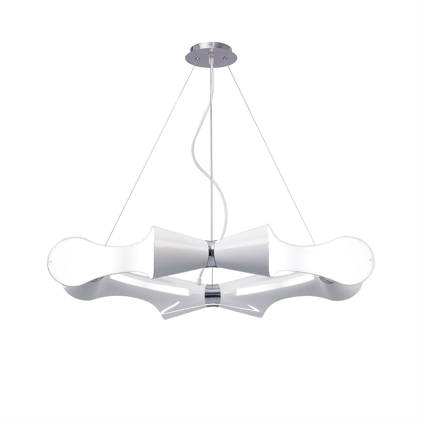 Mantra M1541 Ora Pendant 8 Flat Round Light E27, Gloss White/White Acrylic/Polished Chrome