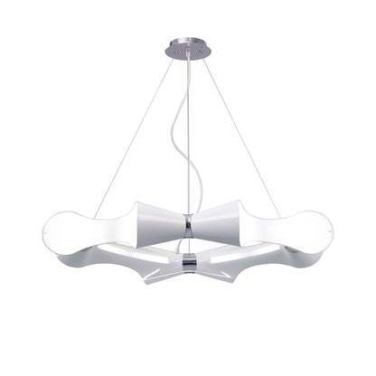 Mantra M1541 Ora Pendant 8 Flat Round Light E27, Gloss White/White Acrylic/Polished Chrome