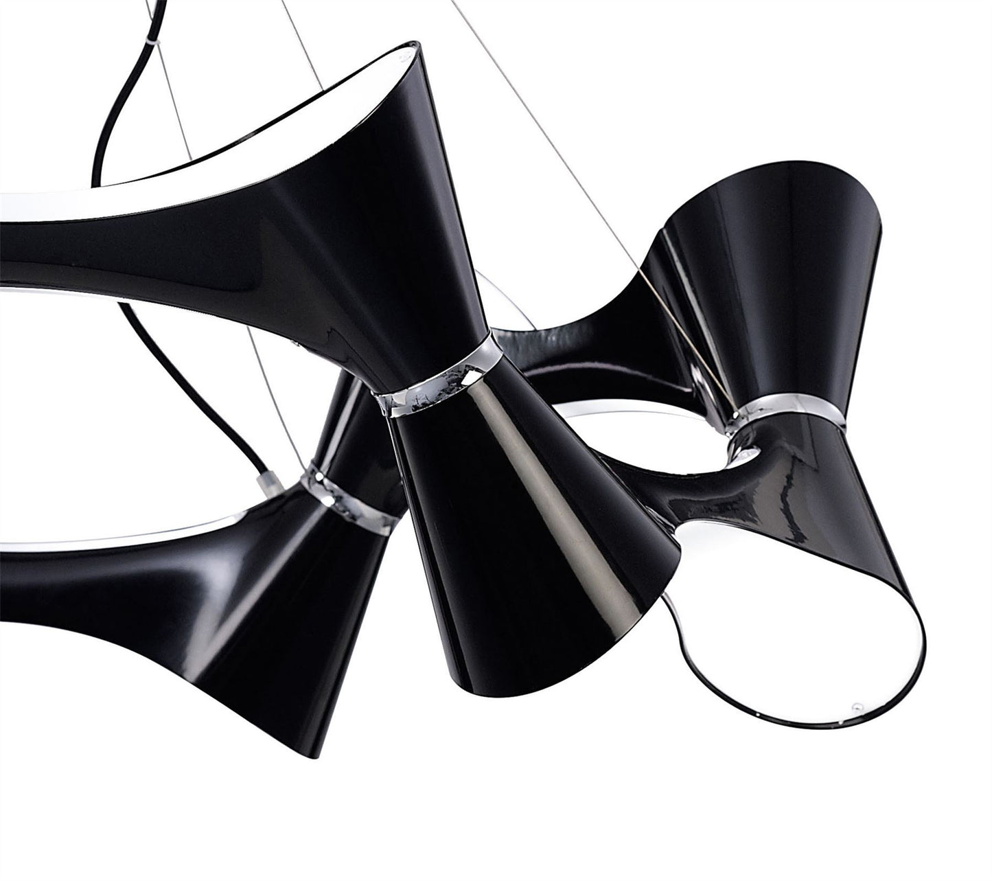 Mantra M1553 Ora Pendant 12 Twisted Round Light E27, Gloss Black/White Acrylic/Polished Chrome