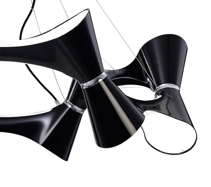 Mantra M1553 Ora Pendant 12 Twisted Round Light E27, Gloss Black/White Acrylic/Polished Chrome