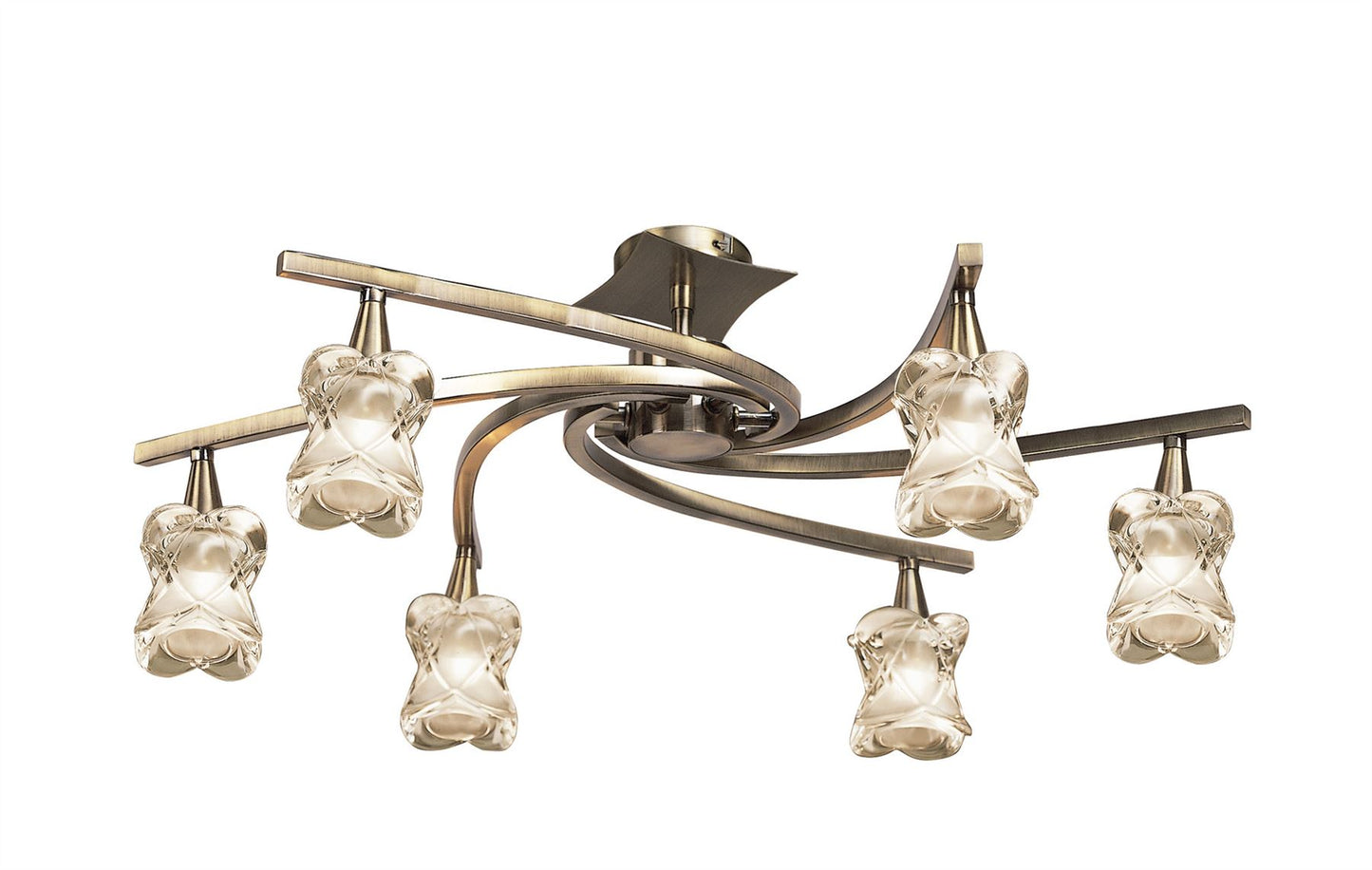 Mantra Rosa 64cm Del Desierto Telescopic Pendant Convertible To Semi Flush 6 Light G9, Antique Brass