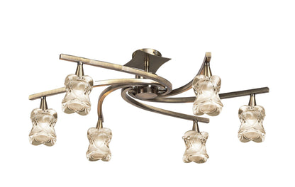 Mantra Rosa 64cm Del Desierto Telescopic Pendant Convertible To Semi Flush 6 Light G9, Antique Brass