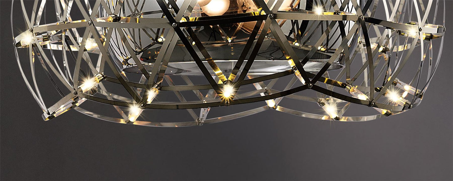 Diyas Atria 65cm  3 Light E27 with LEDs and Remote Control Stainless Steel Ceiling Pendant Light Fitting