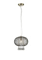Diyas Chelsie 28cm Medium  1 Light E14 Antique Brass/Clear Beaded Glass Ceiling Pendant Light Fitting