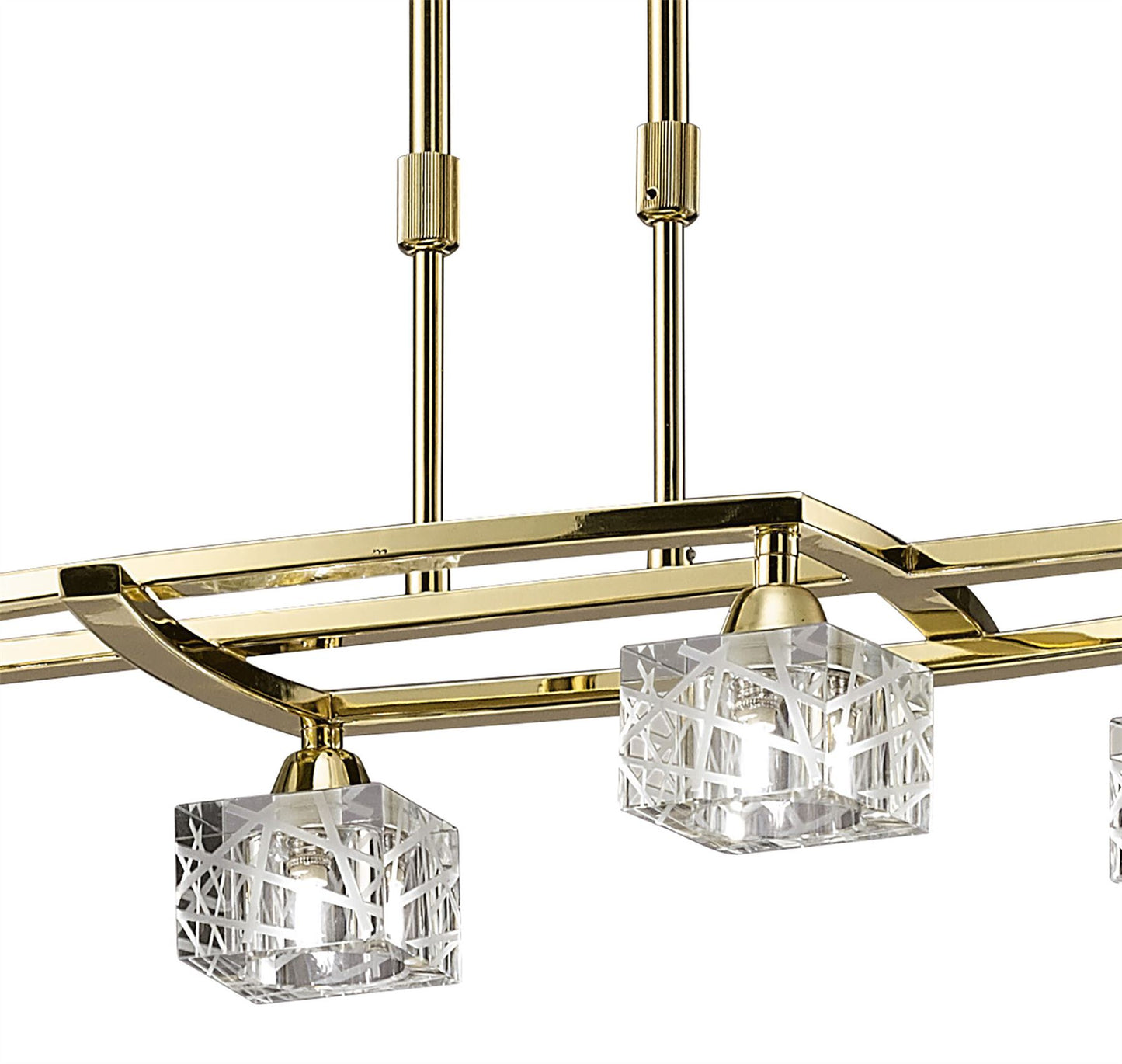 Mantra Zen PB Zen Rectangular Telescopic Convertible To Semi Flush 8 Light G9, Polished Brass