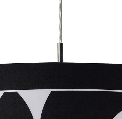 Mantra Manhattan 50cm Pendant Small 3 Light L1/SGU10, Polished Chrome/Frosted Glass with Black Patterned Shade, CFL Lamps INCLUDED