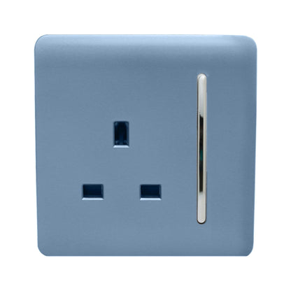 Trendi 1 Gang Artistic Modern Glossy 13 Amp Switched Tactile Plug Socket Sky