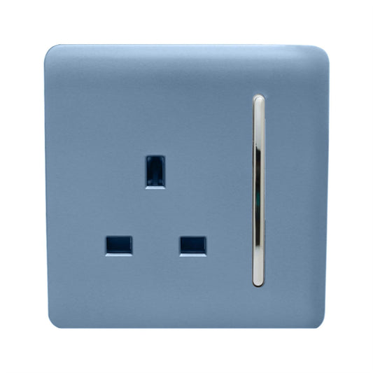Trendi 1 Gang Artistic Modern Glossy 13 Amp Switched Tactile Plug Socket Sky